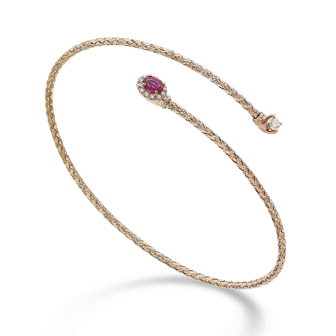World Diamond Group br 18k ovaal natuurlijk robijn gaas 4x3 ct.0,21 diam. 0,13 ct roségoud GBMAGLIA01DIRUO3