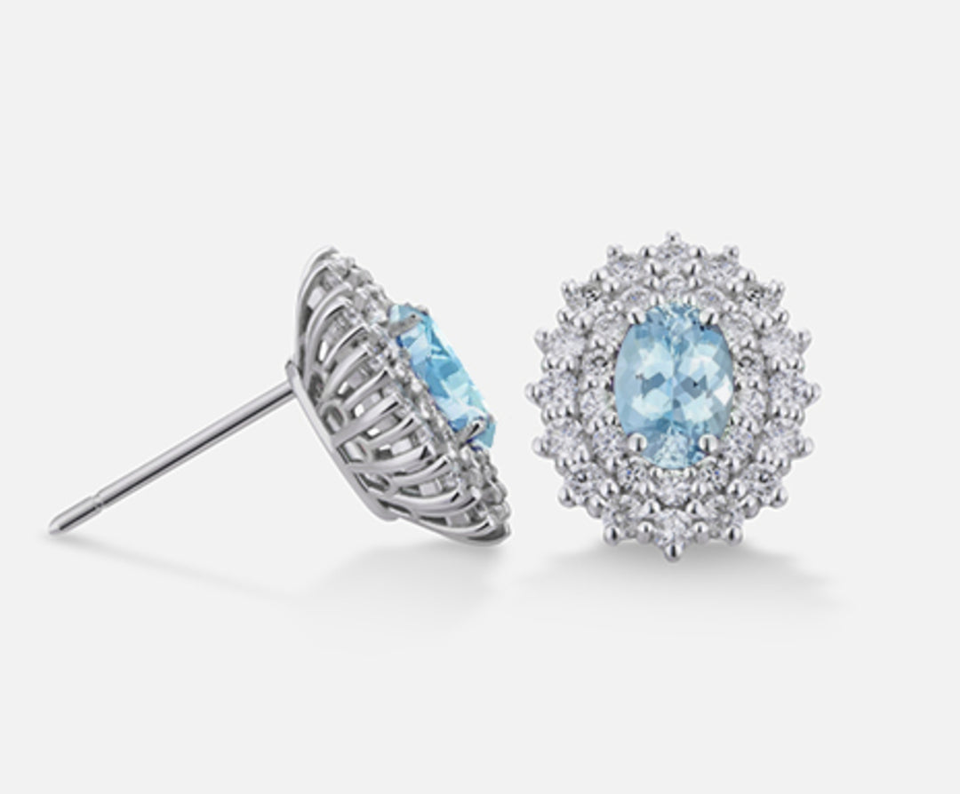 Nihama oder 18 Karat ovaler Aquamarin, 6 x 4 ct. 0,60 Durchmesser, ct. 0,74 NO5039O4AM