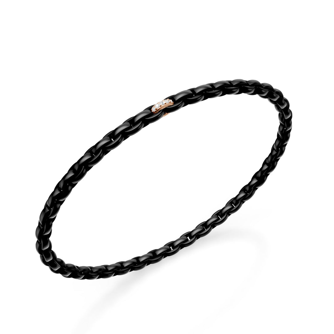 Golay Black Titanium Bracelet, with 18k Rose Gold Element Set with White Diamonds, Oval Link, 17.5cm GBR034E1O3DINE-175