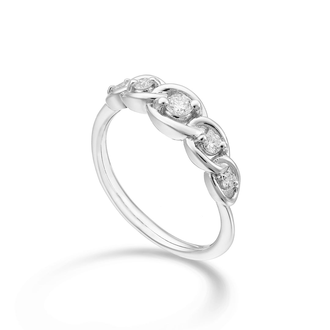 World Diamond Group Riviera scalaire ring met vijf diamanten en baaninstellingen 0,25 ct in 18k witgoud GA5197O4BR025