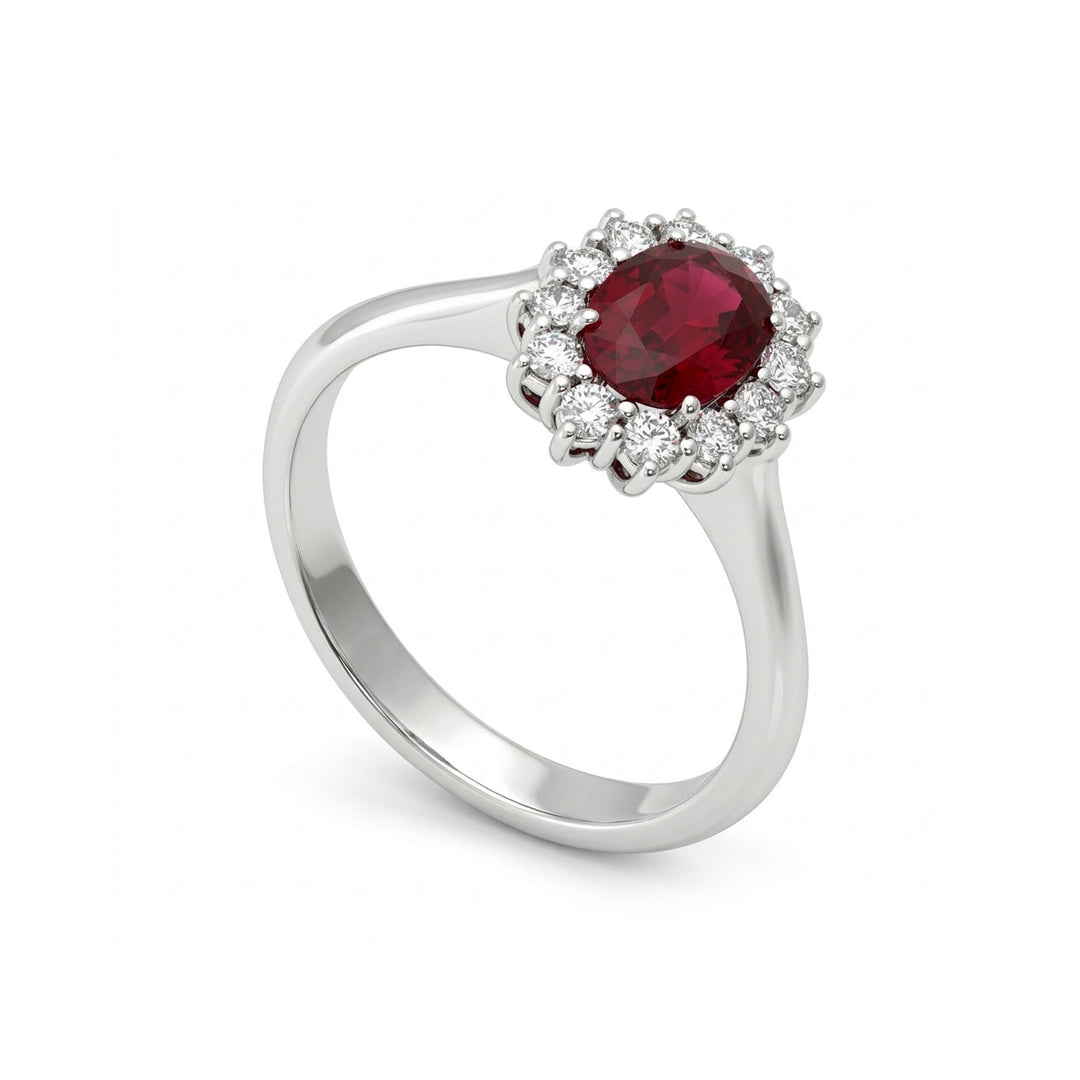Golay 7x5 oval ruby ring with outline ACL002WDIRU-23321110003