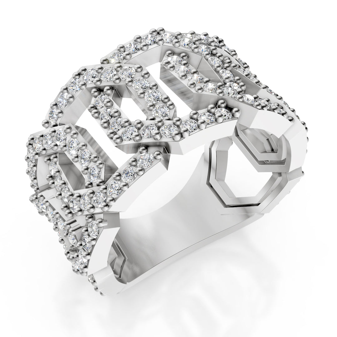 Golay large band ring with 6 elements with diamonds AFS466DI2B-25139110206