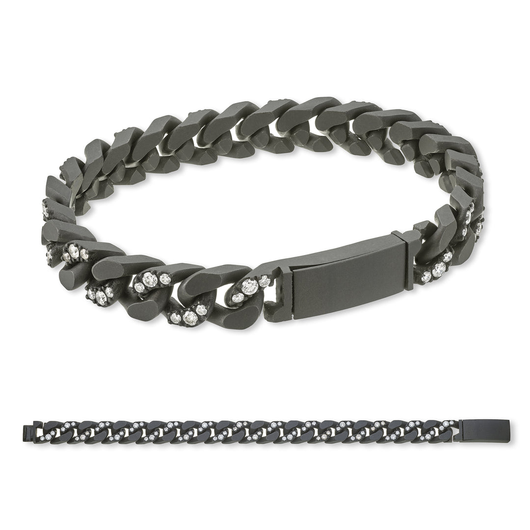 X-Diamond groumette bracelet 22 large smooth links + inc. titanium alternate + ch inc. 20cm LXDBRG004DI1NE-200