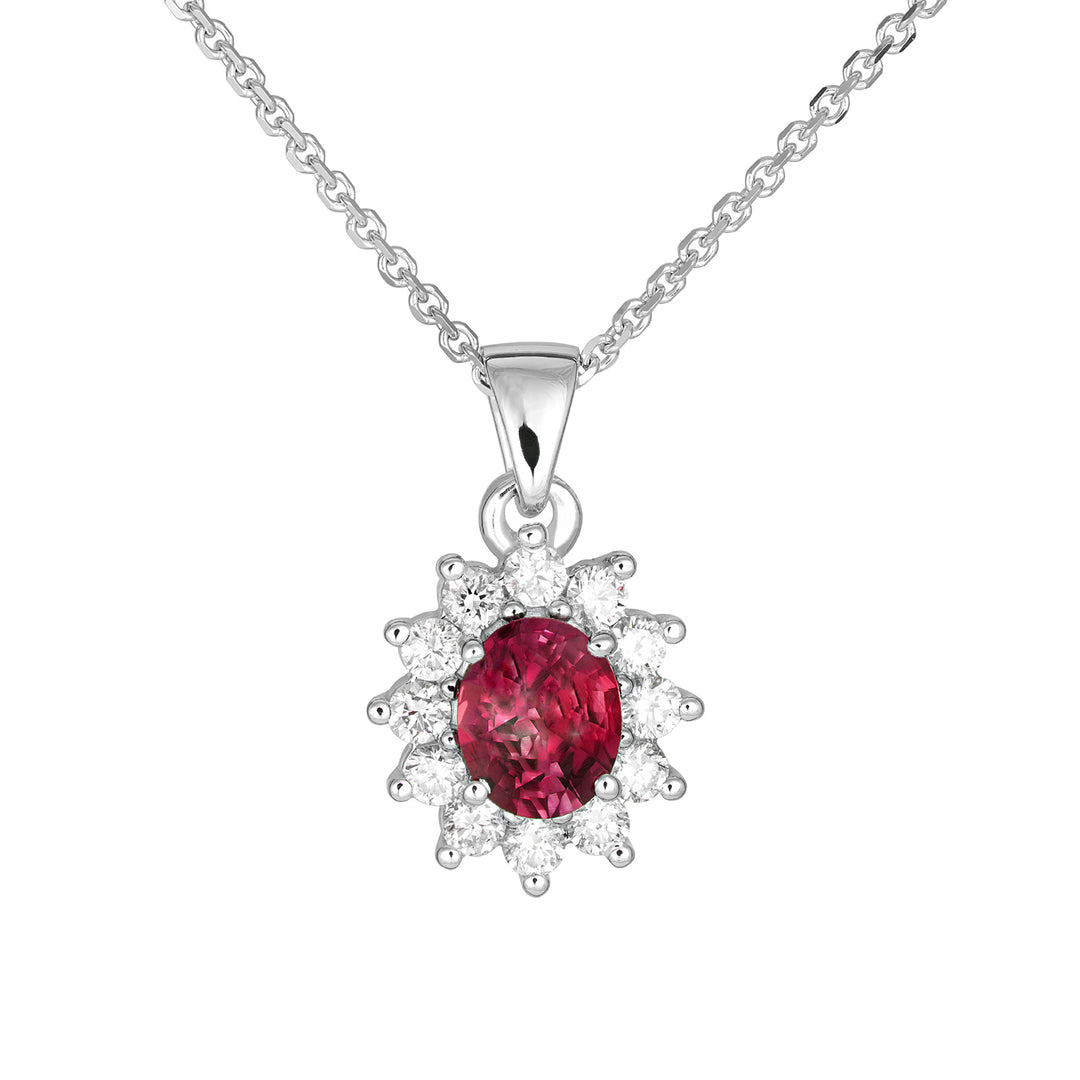 Golay necklace with 5x4 oval ruby pendant and diamonds PCL021WDIRU-22258110058