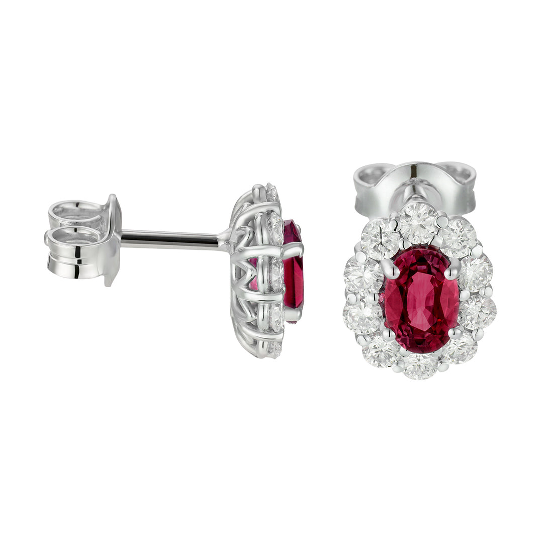 Golay 4x6 oval ruby earrings and diamonds OCL042DIRU-23136110032