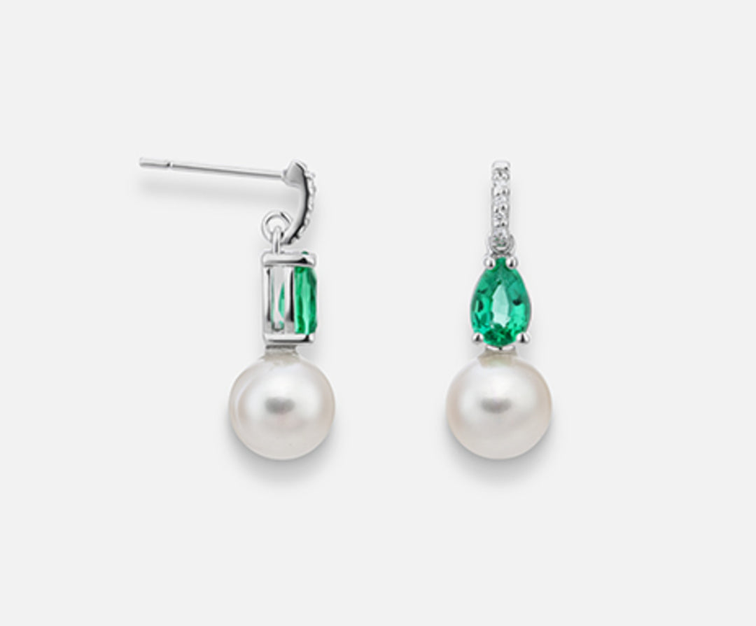 Nihama or 18k fw 7.5/8 emerald drop6x4 ct.0.74 dia ct.0.03 NO1528O4FABI075