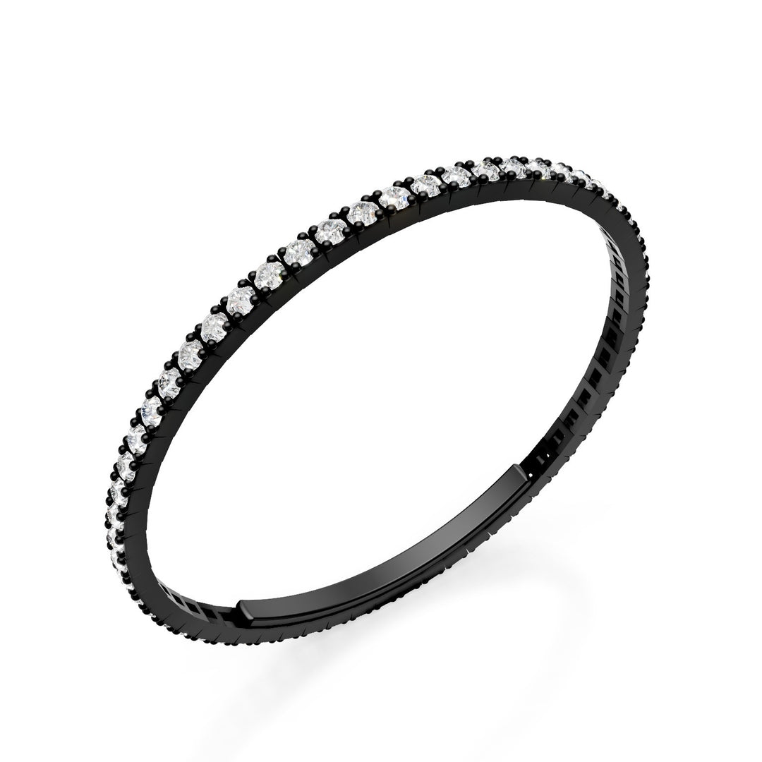 X-Diamond Tennisarmband aus schwarzem Titan, komplett mit Diamanten besetzt. B. mit Butterfly-Verschluss, 18,5 cm LXDBRT013DINE-185