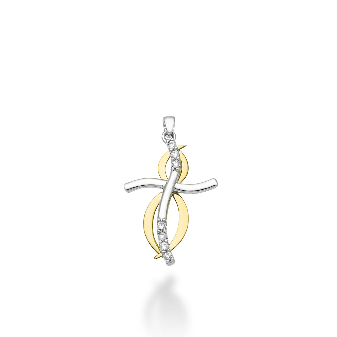 Nihama pe 18k 0.07 ct white/yellow gold cross 1.9 cm NP5014O7BR007