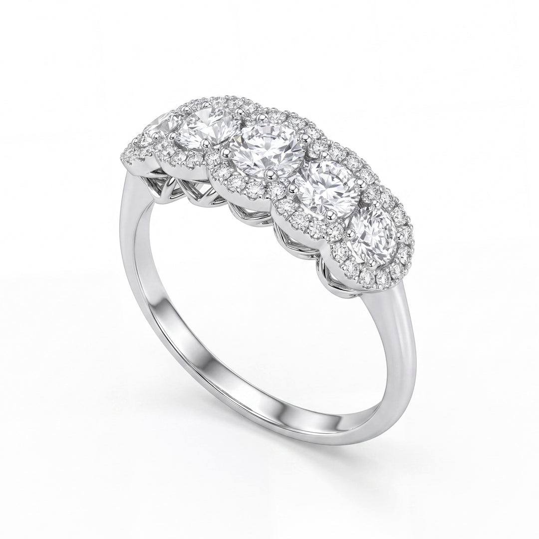 X-Diamond an 18kt riviera five stones scalar lab g.d. total ct 1.00, cent. ct 0.25, ct 0.17x2 and ct 0.12x2 shared contour ct 0.17 LXDAR5S877O4BI100