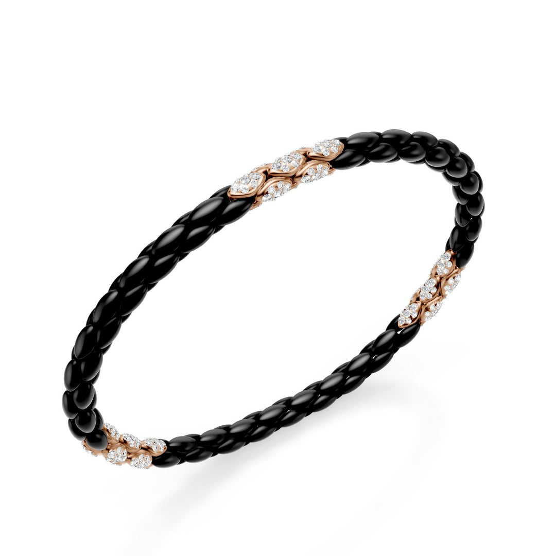 Golay zwarte titanium armband, met 15 9kt roségouden pavet-inzetstukken, visgraatschakel, 18 cm GBR032E15R3DINE-180