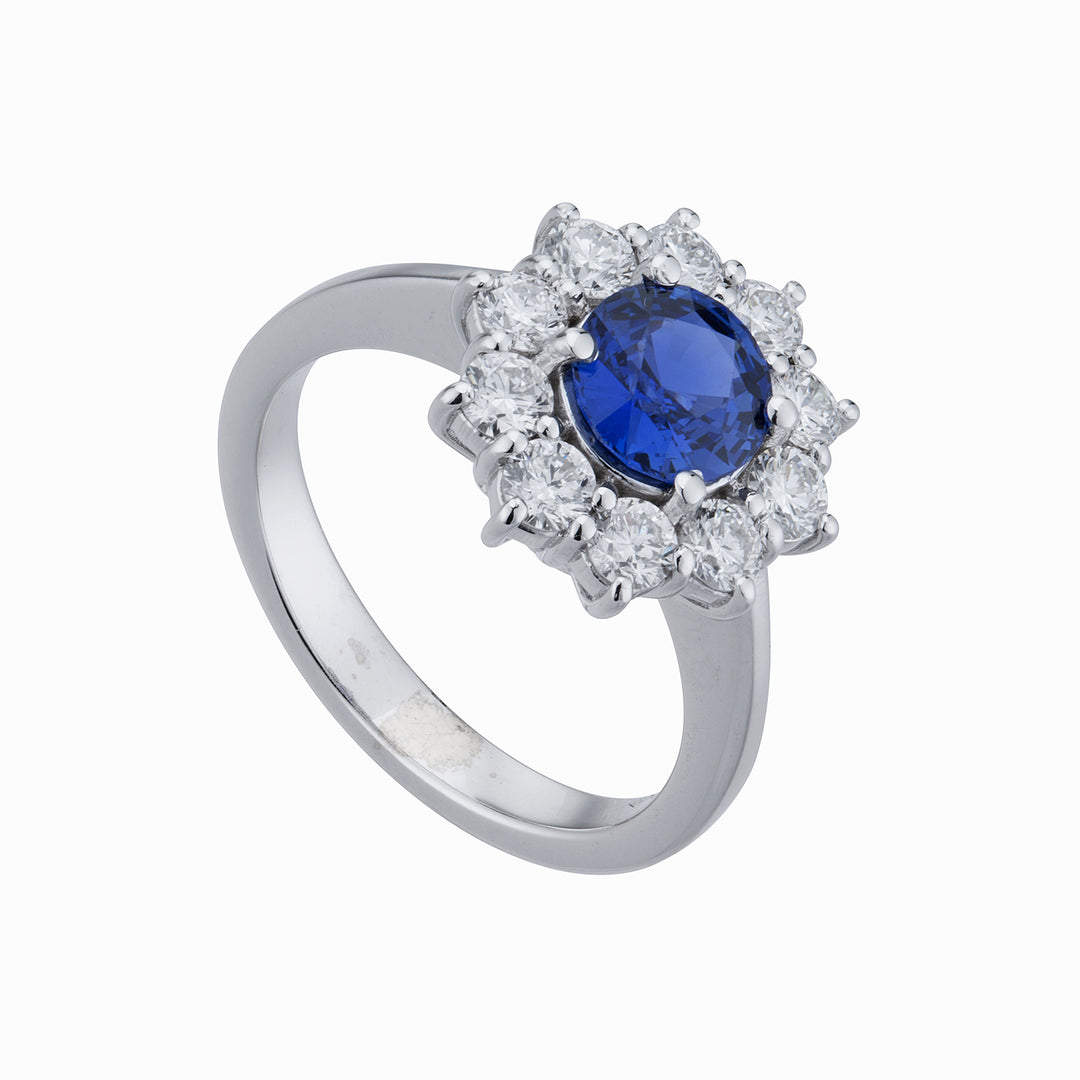 Golay 6x6 ronde saffierring en contourdiamanten ACL156DIZB-22276110015