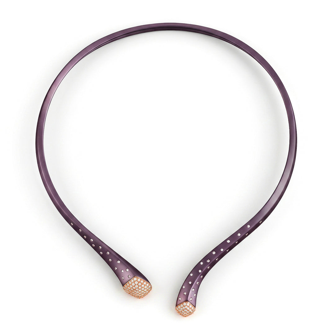Golay ketting in paars titanium en 18k goud met diamanten op de opening GD020O3DIVI