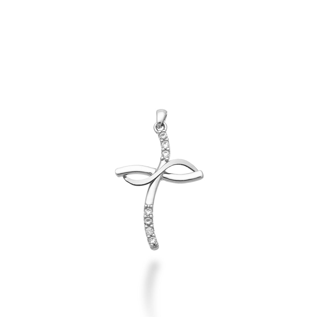 Nihama pe 18k 0,07 ct witgouden kruis 1,9 cm NP5013O4BR007