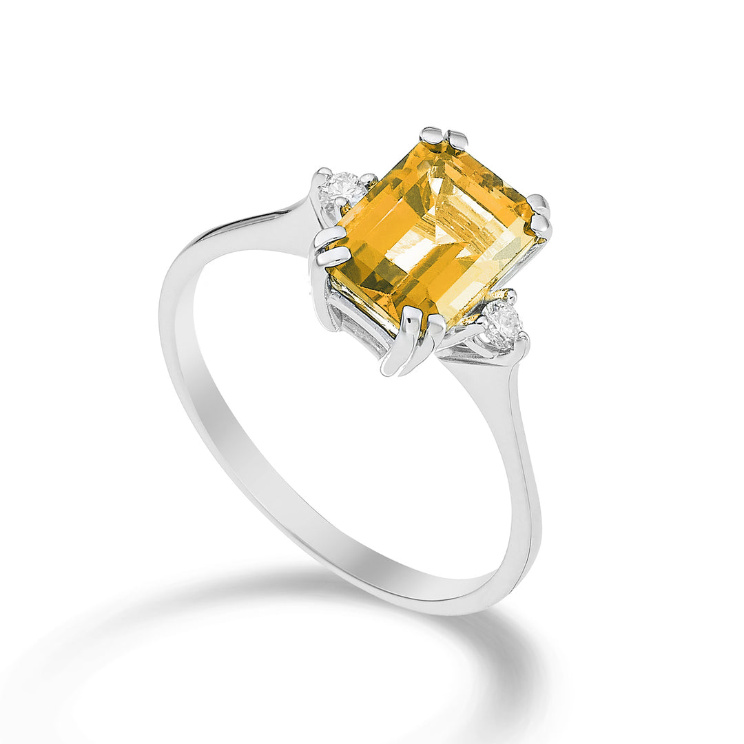 Nihama een 18k achthoekige citrien 8x6 ct.1,30 diam. ct.0,06 NACL090DICITR3O4