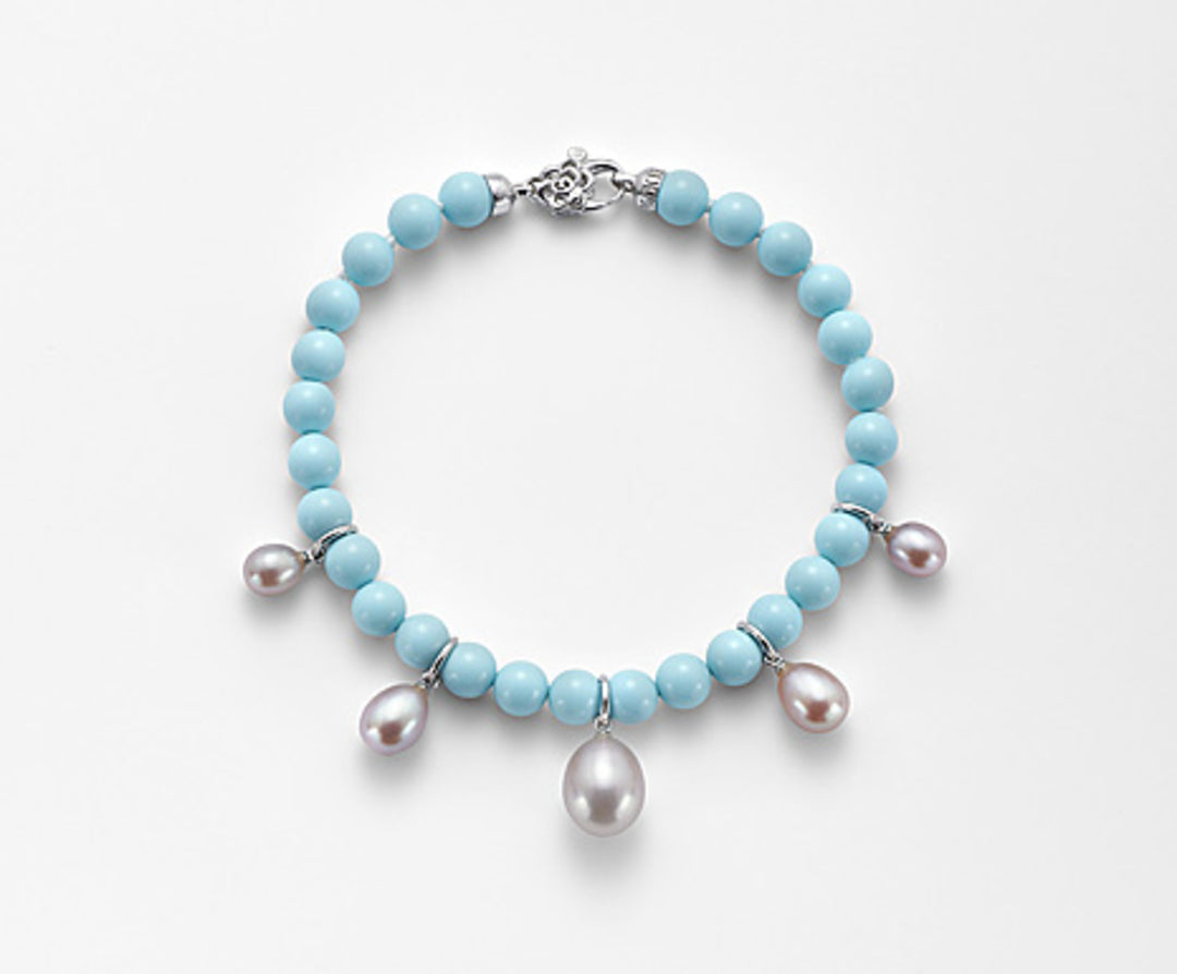 Mikiko br ag925 fw mu drop 5,5/6 6,5/7 8/8,5 turkoois agglomeraat 6mm MB7372A4TURQUOISE