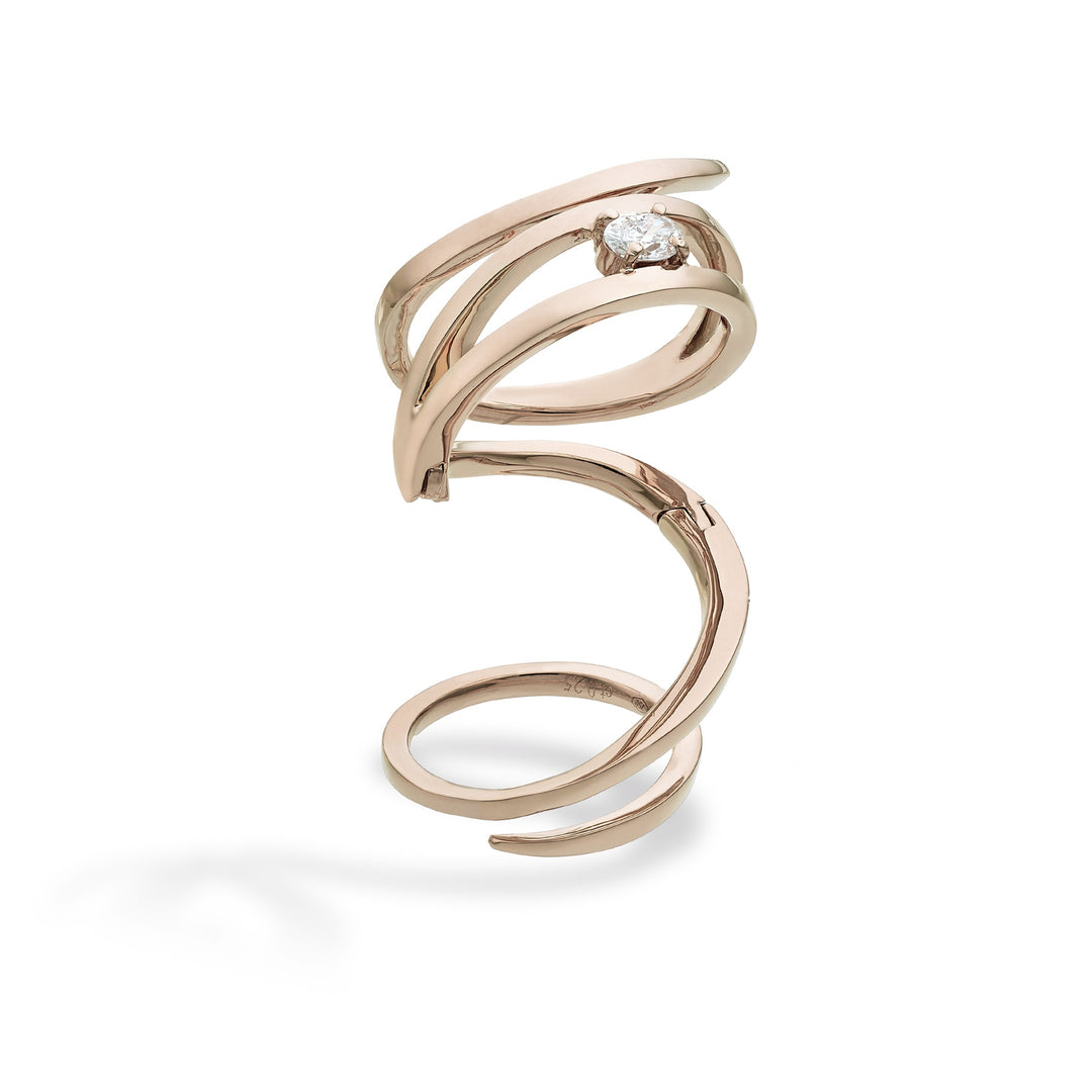 Golay einzelner ovaler Diamant-Schlangenring, rosa ASNAKE12DR-26154110095
