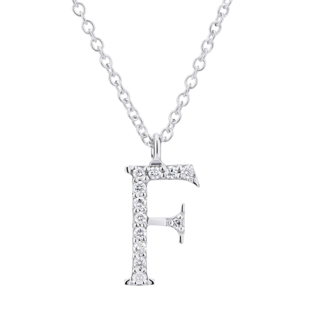 Golay cl 18k letter f grote diam. 0,06 ct witgoud GDGFFO4