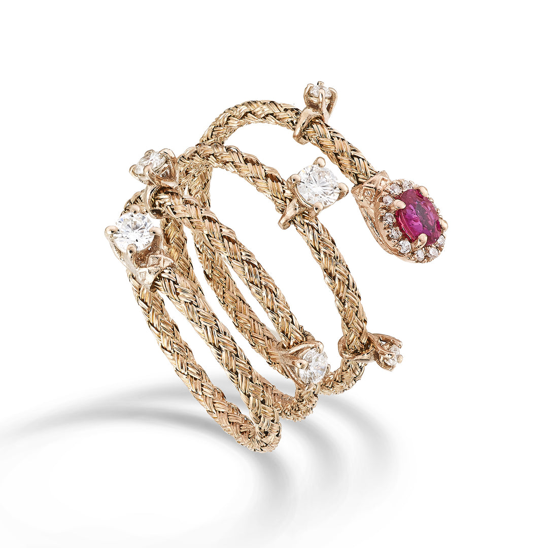 World Diamond Group, ein 18 Karat ovaler natürlicher Rubin mit 4x3 ct.0,21 Durchm. 0,13 ct Roségold GAMAGLIA01DIRUO3