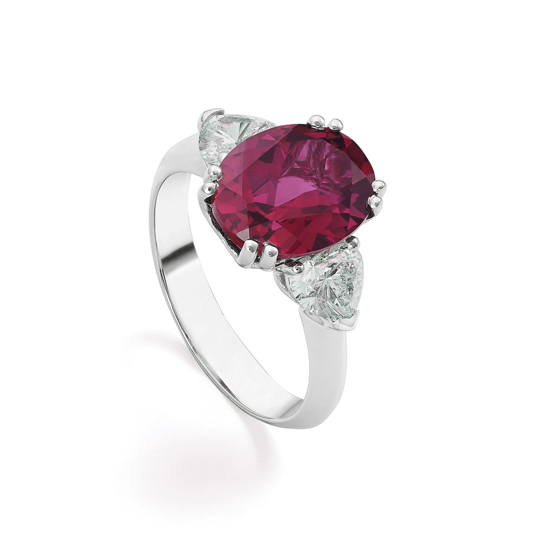 X-Diamond een 18kt lab g.d. hart ct.tot 1,00 robijn lab 9x11 ct.4,70 LXDACL098DR750