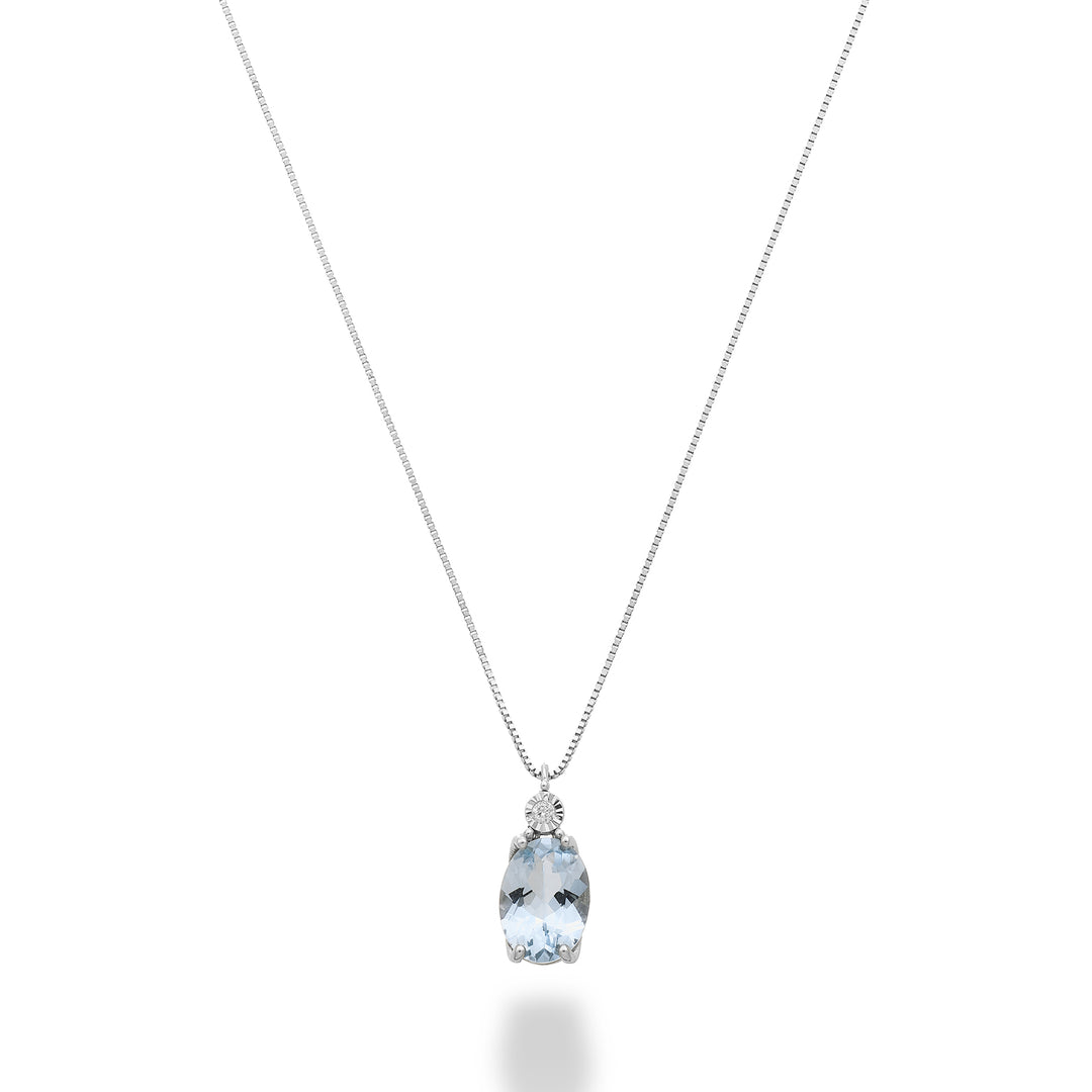 Nihama cl 18k ovaler Aquamarin 7x5 mit Diamant ND5186O4AM
