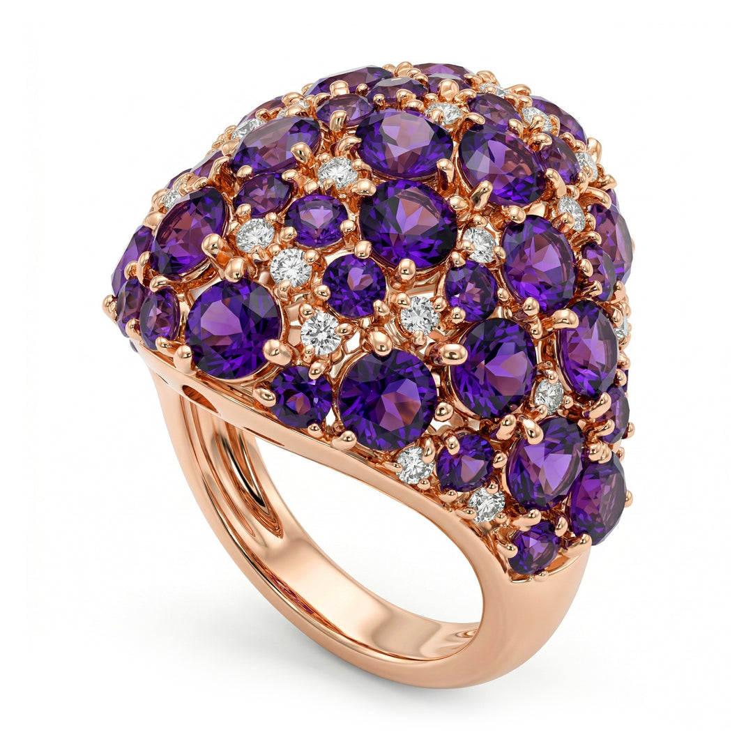 Golay ring pave purple topaz and diamonds APV010DITVI-18198110001