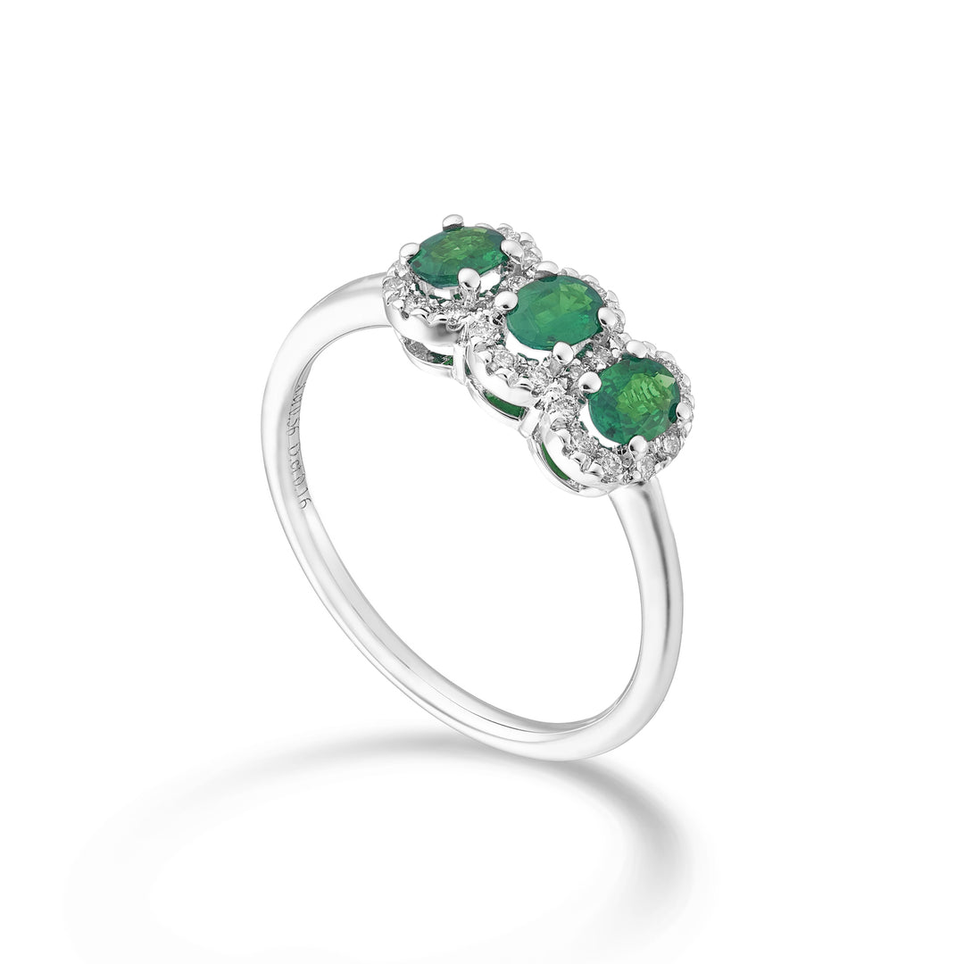 Mikiko, eine 18-karätige Smaragd-Trilogie, nat. oval 4x3 ct. 0,45 Durchm. 0,16 ct MA5194O4SMN43