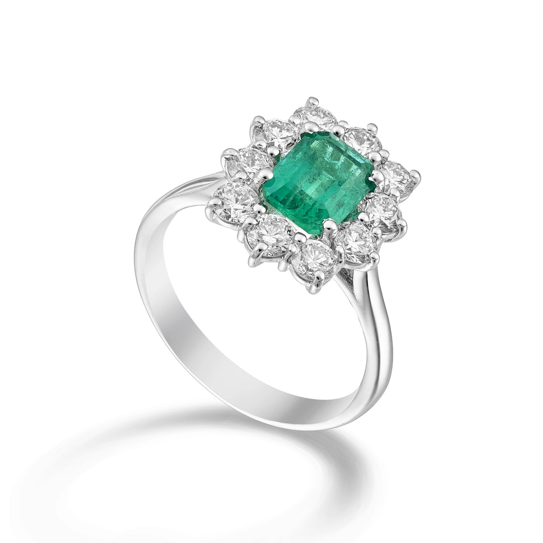 Golay octagonal emerald ring 8x6 contour 10 stones ACLC488DSM86-24242110045