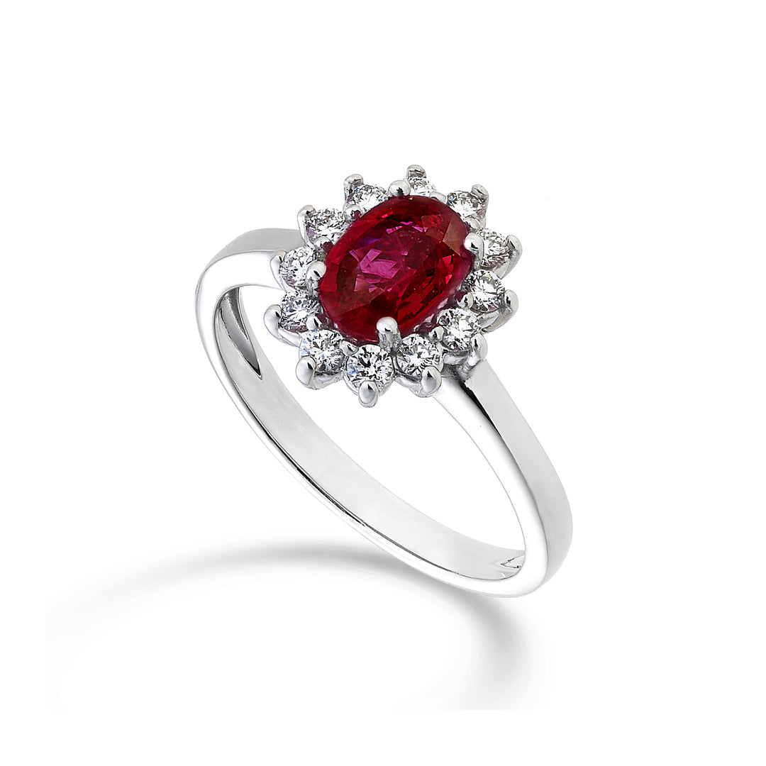 Nihama an 18k oval ruby ​​7x5 ct.0.90 diam. 0.30 ct NA5094O4RBC