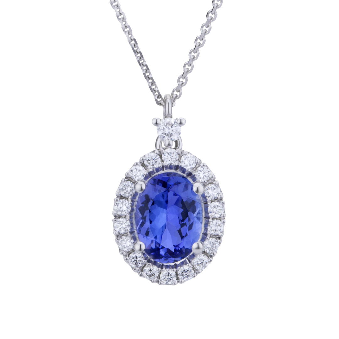 Golay ovale tanzaniet ketting 7x5 en diamanten omlijning PCL070DITZ3-24030110141