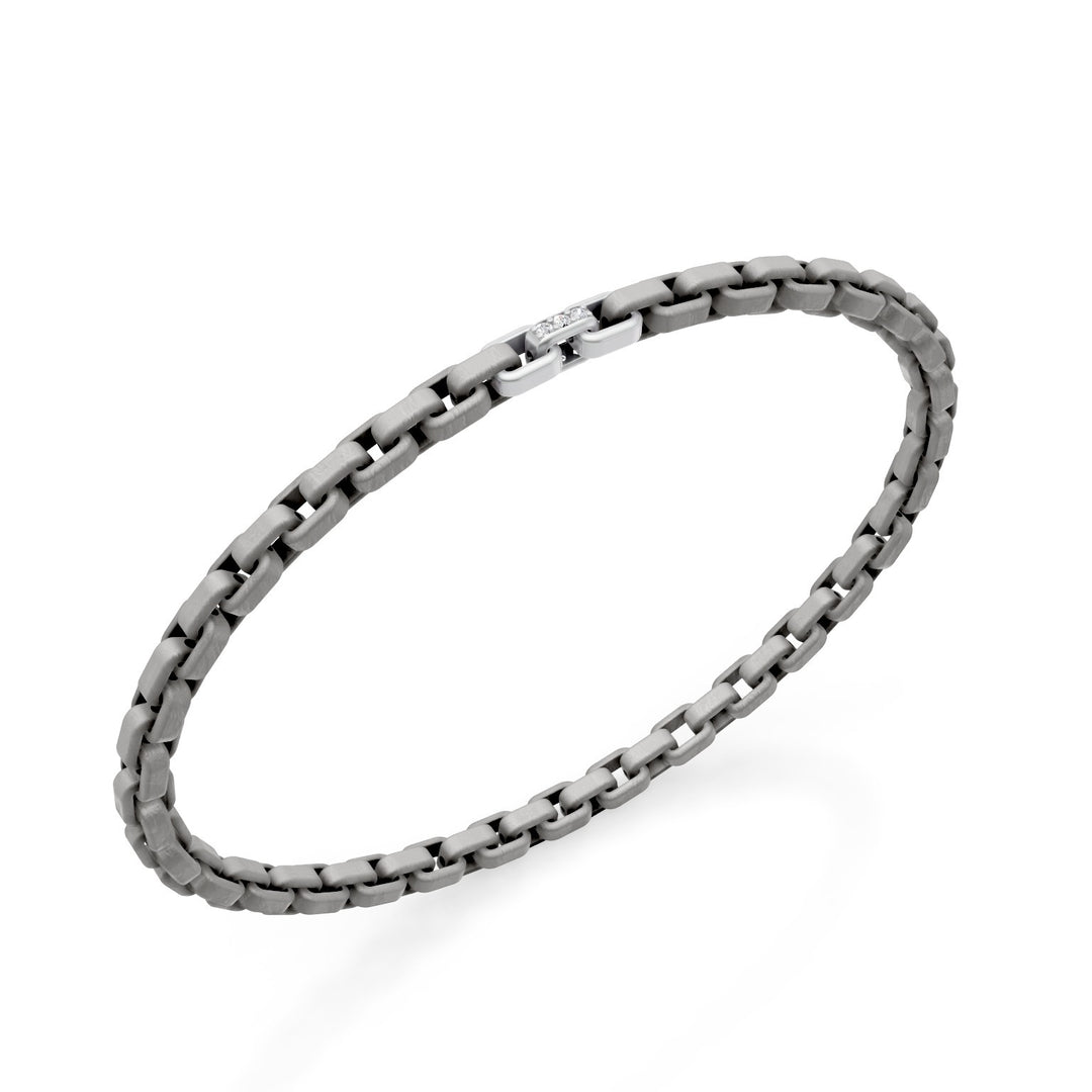 Golay gray titanium bracelet, with 3 platinum inserts, of which only the central one is set with diamonds, square link, 18cm GBR033E3APTDIGR-180