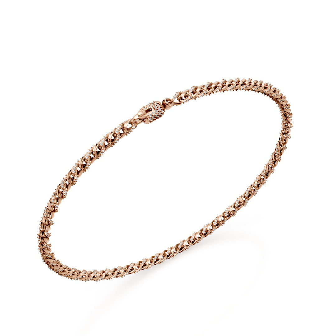 Golay soft curved link bracelet, in 18kt rose gold, set with diamonds and paveted lobster clasp, 18cm GBR001O3DIBI-180