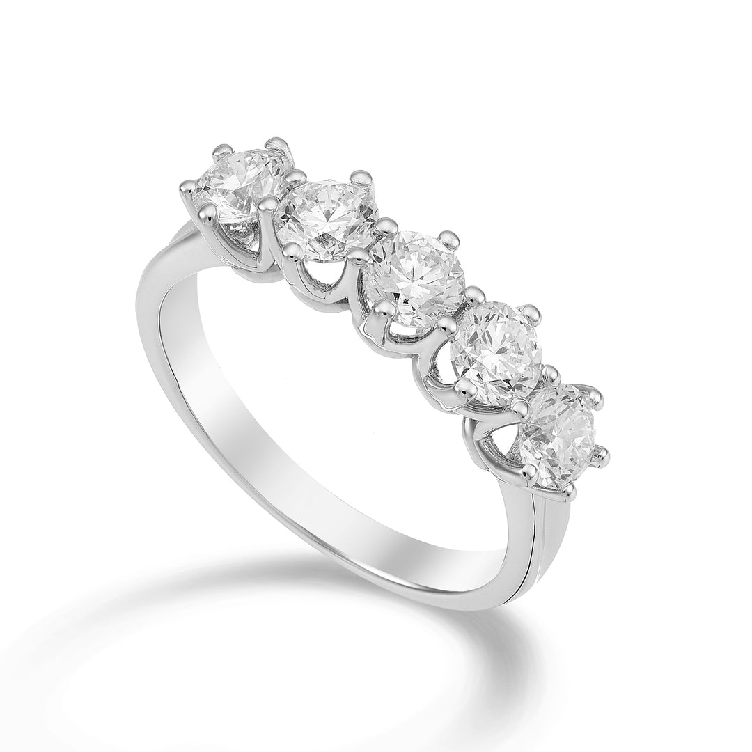 Golay lineaire riviera ring 5 stenen totaal ct. 0,45 AR5L046DI045-23009110066