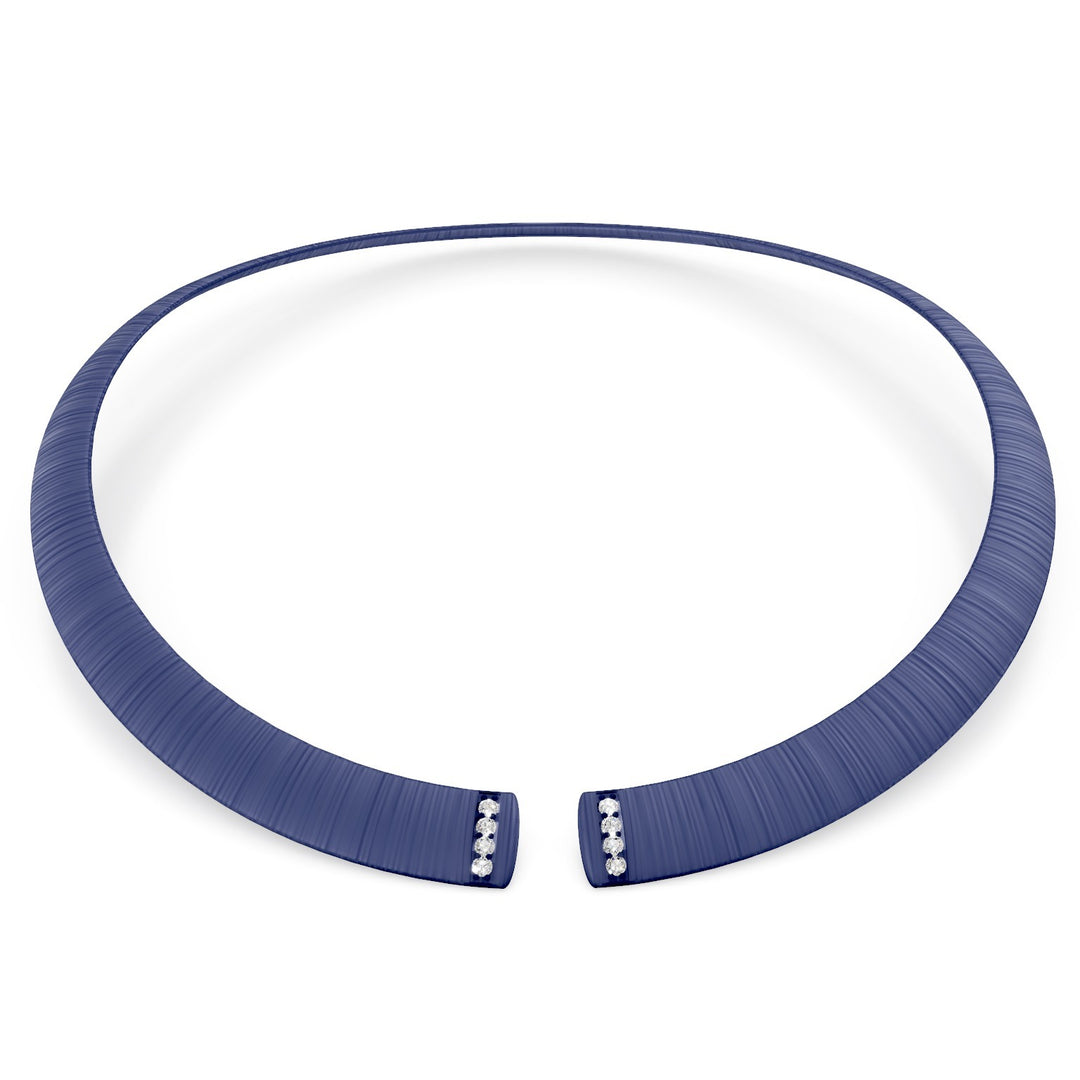 Golay-choker van paars getextureerd titanium en diamanten op de opening, medium GD012DIVITX_M