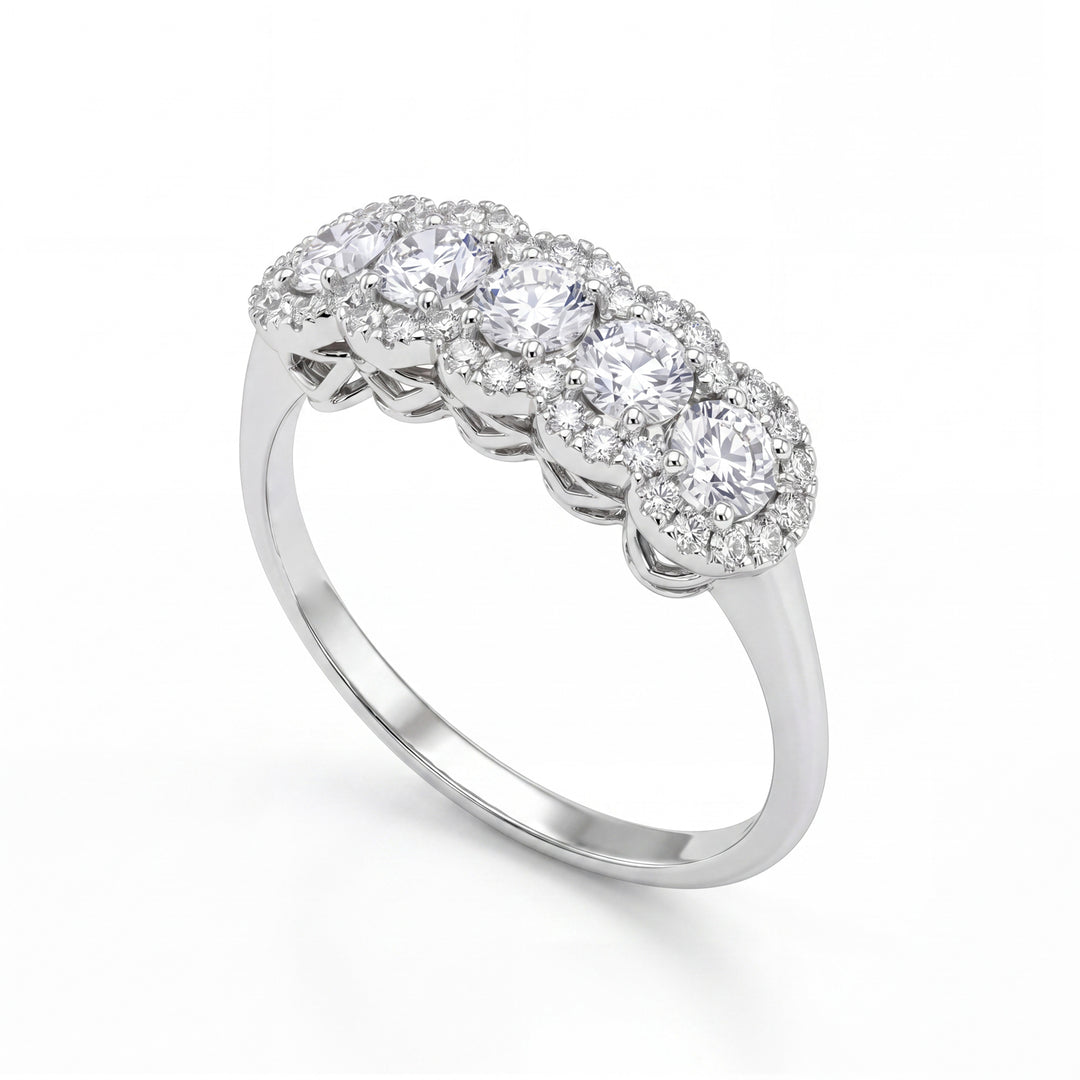 X-Diamond een 18kt lineaire riviera vijf stenen lab g.d. totaal ct 0,78 cent. ct 0,12x5, gedeelde omtrek ct 0,18 LXDAR5L877O4BI078