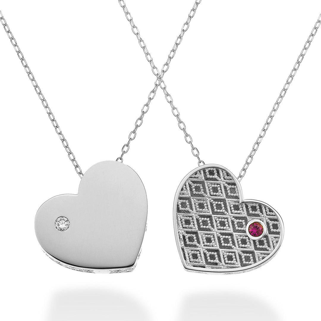 Nihama cl 18 Karat großes Herz, einseitig poliertes Weißgold, Durchm. 0,02 ct Rubin 0,02 ct NDHEARTGLO4
