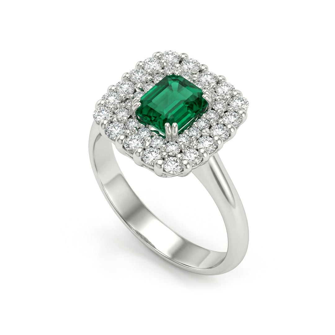 Golay emerald ring with double octagonal cen contour ACLC135DISM56-22168110027