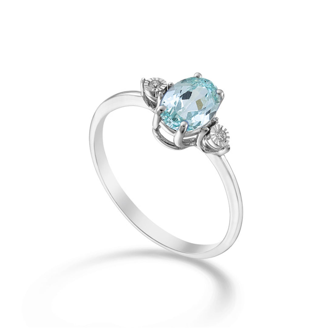 Mikiko, ein 18 Karat ovaler Paraiba-Turmalin 7x5 und seitliche Diamanten MA5213O4PAR