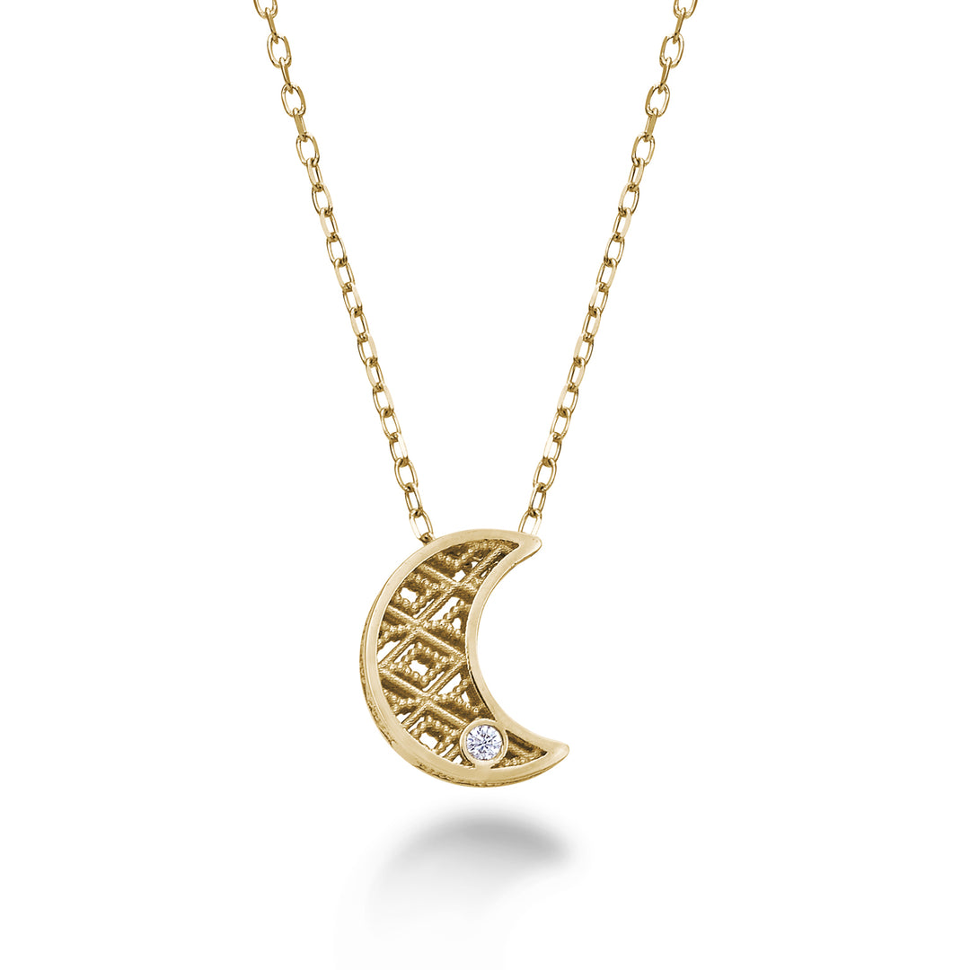 Mikiko cl 18k geelgouden maan diam. ct.0,01 MDLUNAO1