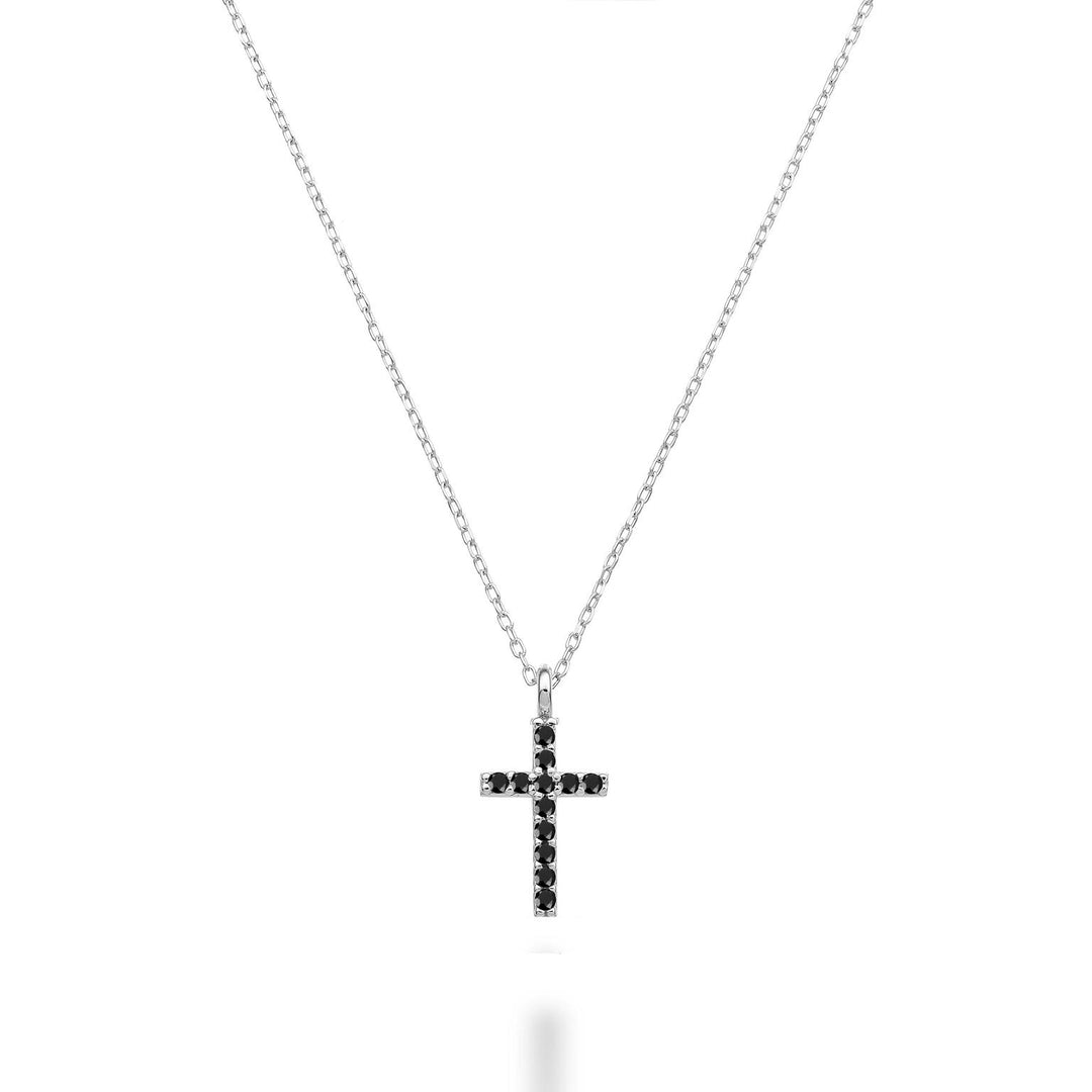 Nihama cl 18k Kreuz Größe 2 Weißgold mit schwarzem Spinell 0,06 ct NDCRO2O4SBK