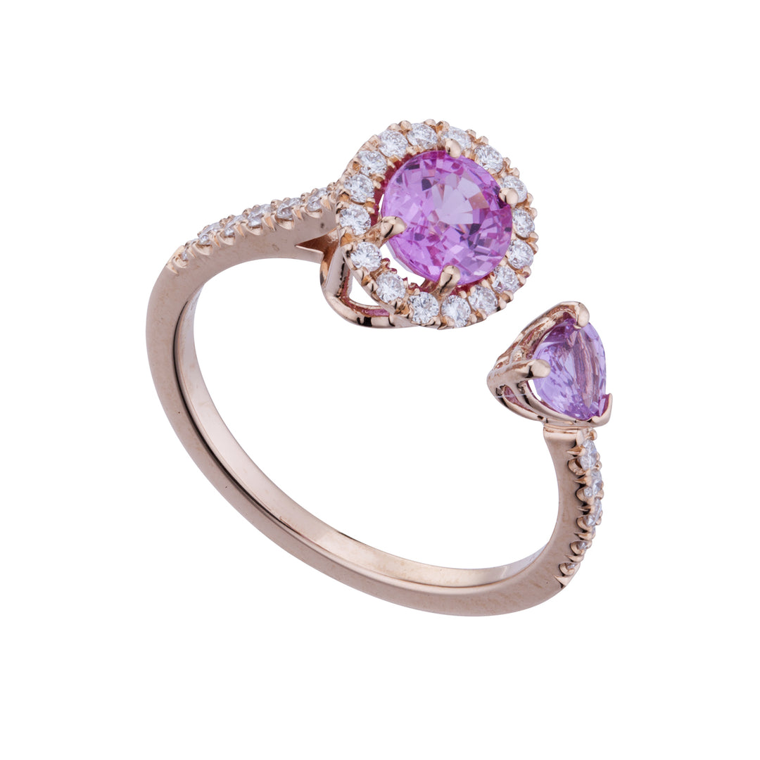 Golay ring met roze saffieren ov 7x5 en hart 4x4 ACLC310DIZP-22063110020