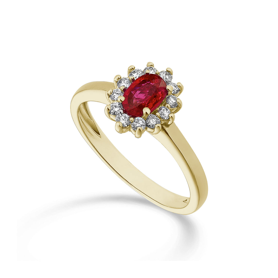 Mikiko, ein ovaler Rubin aus 18 Karat 6x4 Gelbgold mit ct. 0,40 Durchm. ct.0,23 MA5093O1RBC