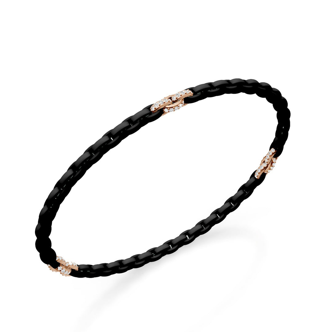Golay black titanium bracelet, with 9 18kt rose gold pavet inserts, oval link, 18cm GBR034E9O3DINE-180