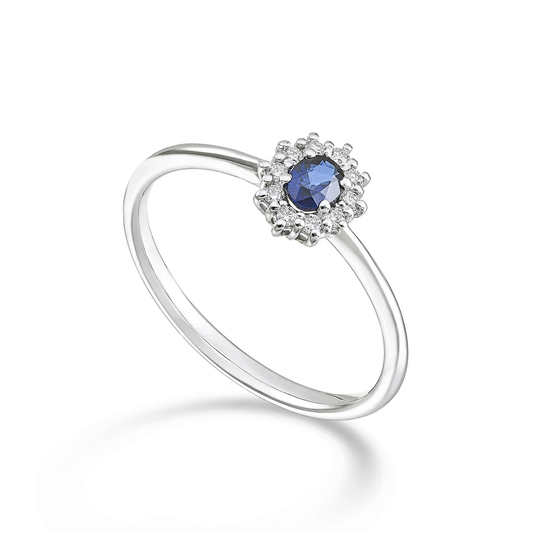 Mikiko, ein 18-karätiger natürlicher Saphir. oval 4x3 ct.0,20 Durchm. ct.0,08 MA5166O4ZFN