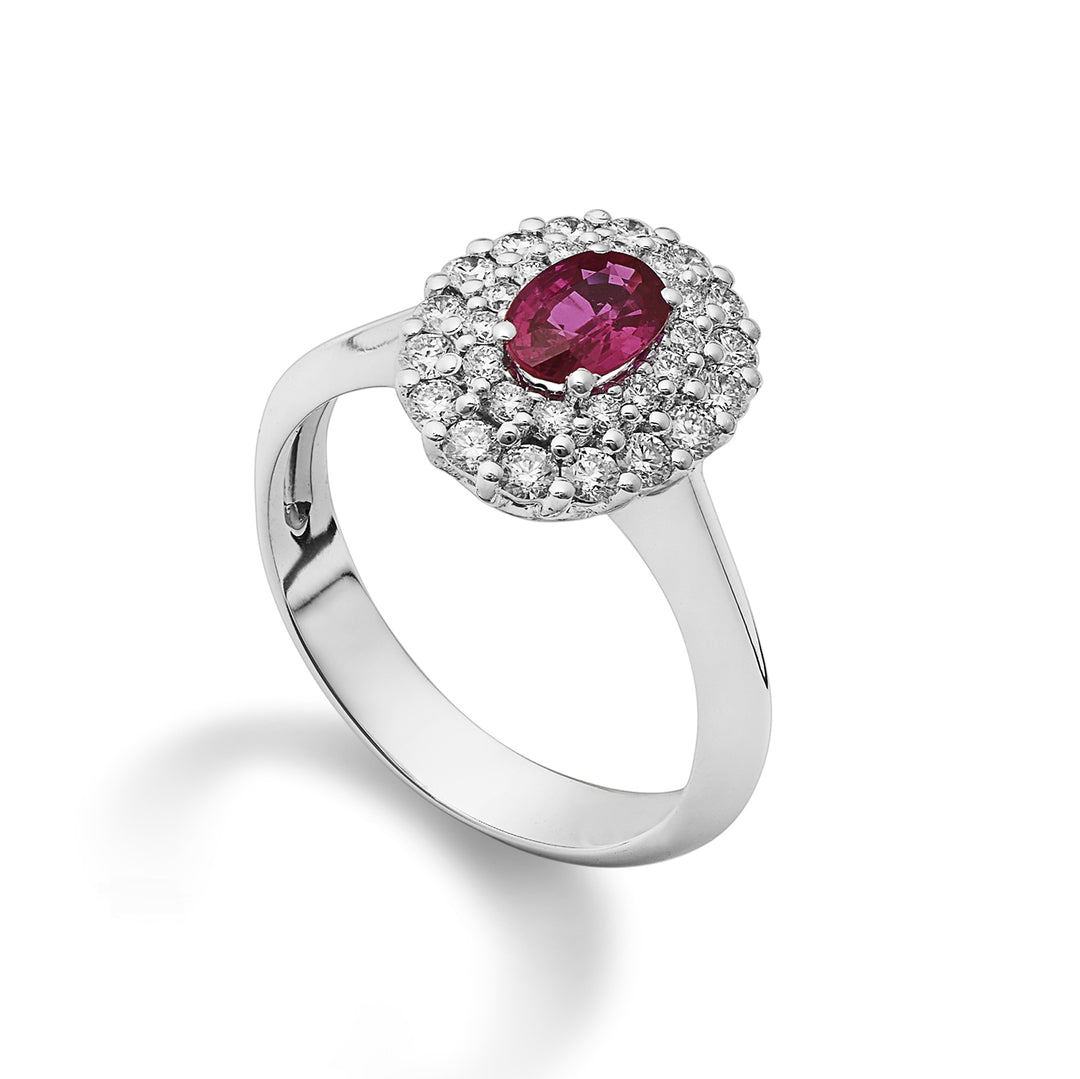 Golay ring with 6x4 oval ruby and double contour ACLC128DIRU64-22123110083