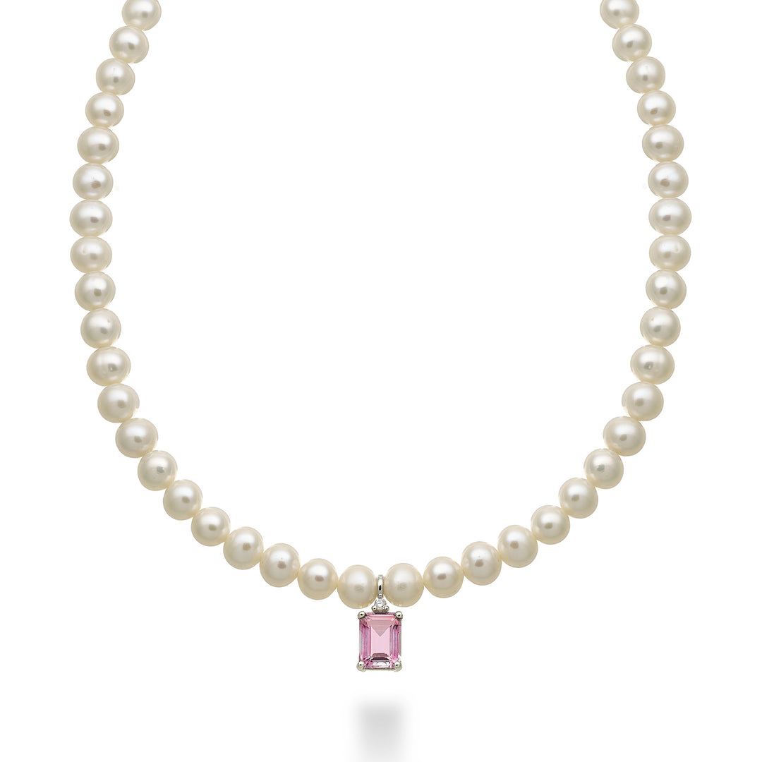 Nihama cl 18k fw 5,5/6 roze topaas okt. 6x8 ct. 1,90 diam. Veerring van 0,02 ct NC1575O4TPPK55