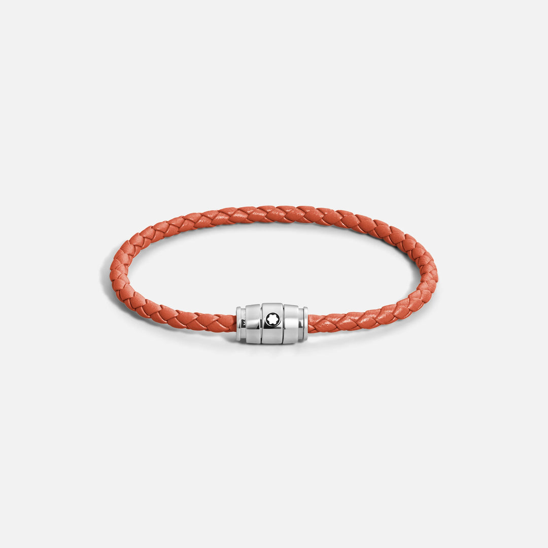 Montblanc 3-Ring-Armband aus Stahl und Meisterstück Cayenne-Leder, Größe S 13429160