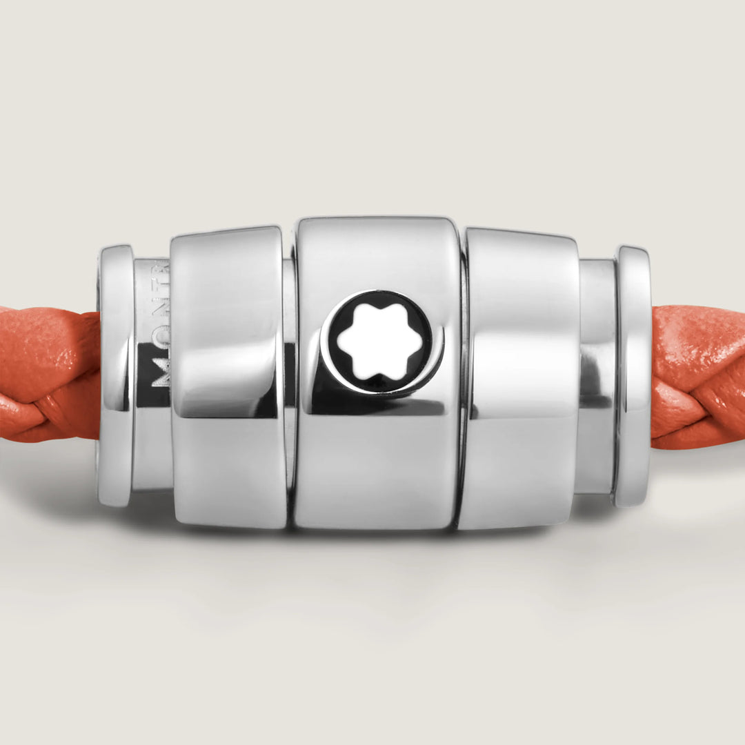 Montblanc 3-Ring-Armband aus Stahl und Meisterstück Cayenne-Leder, Größe S 13429160