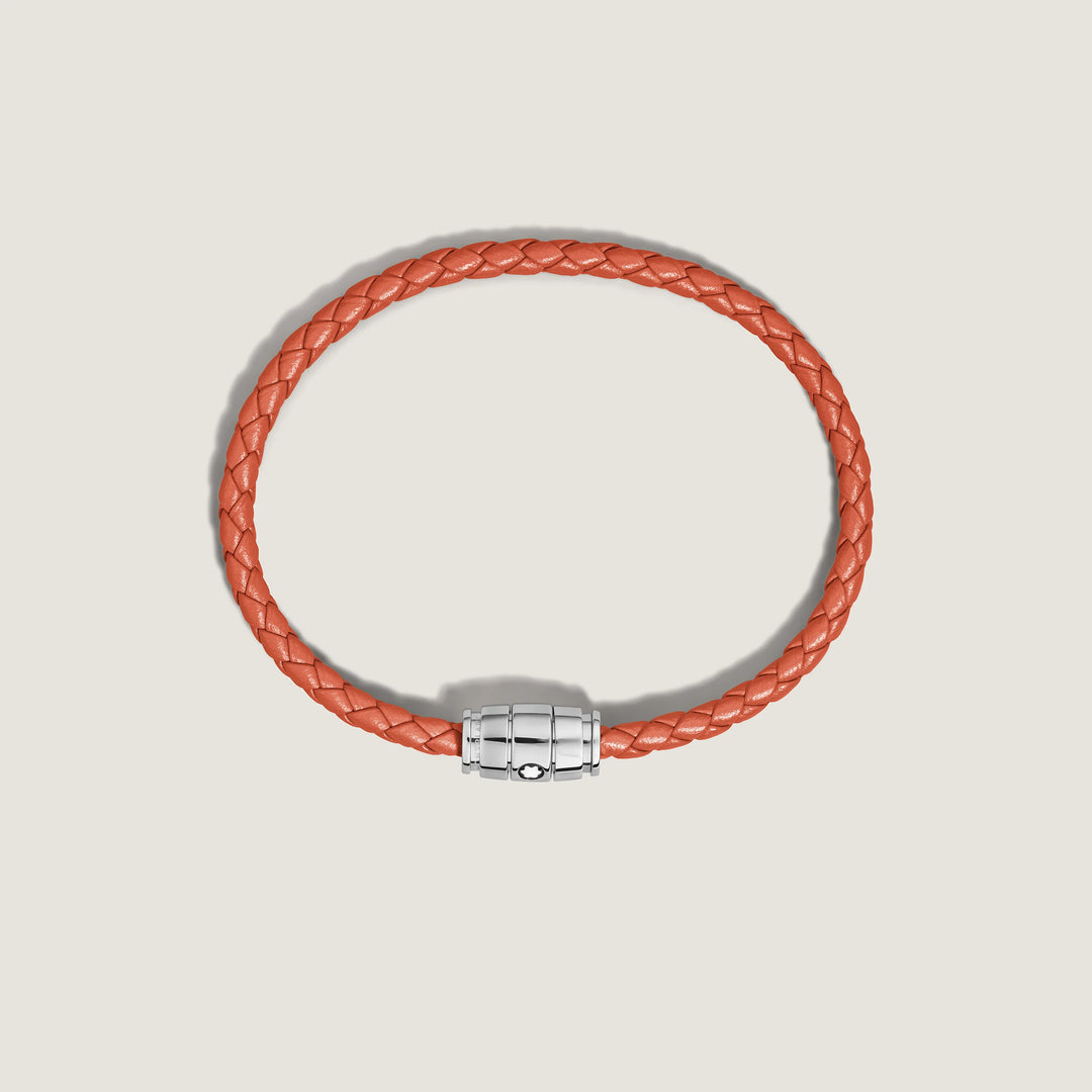 Montblanc 3-Ring-Armband aus Stahl und Meisterstück Cayenne-Leder, Größe S 13429160