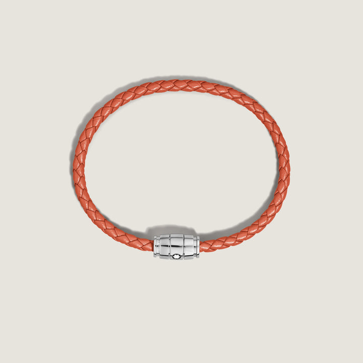 Montblanc 3-Ring-Armband aus Stahl und Meisterstück Cayenne-Leder, Größe S 13429160