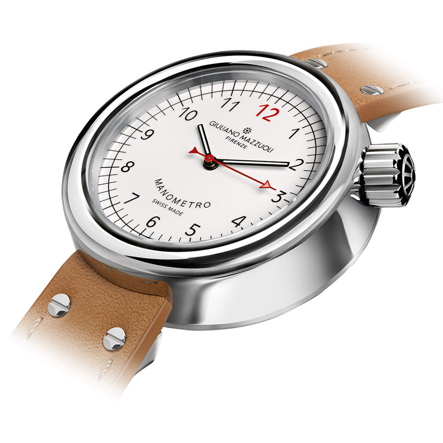 Giuliano Mazzuoli Manometer horloge 45mm wit automatisch staal MRP05N